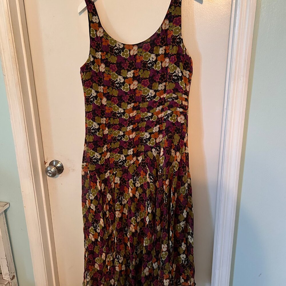 Jones New York Vintage 90s Silk Floral Midi Dress Size 16 Lined